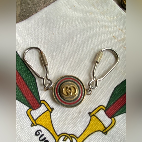 Authentic Vintage GUCCI Enamel Keyring KEY RING   Accessory 1970’s GG - Picture 6 of 8